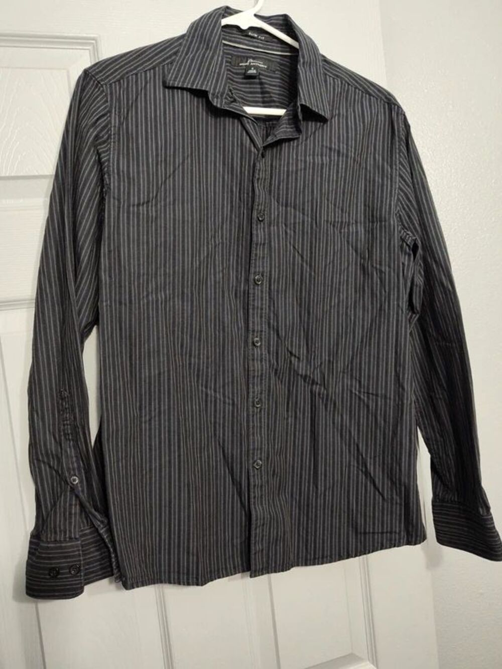 Marc Anthony slim fit black vintage Y2K long sleeve button shirt men's cotton S